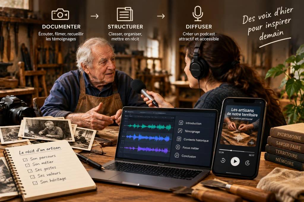 Comment documenter, structurer et diffuser les récits d'anciens artisans pour créer un podcast patrimonial attractif